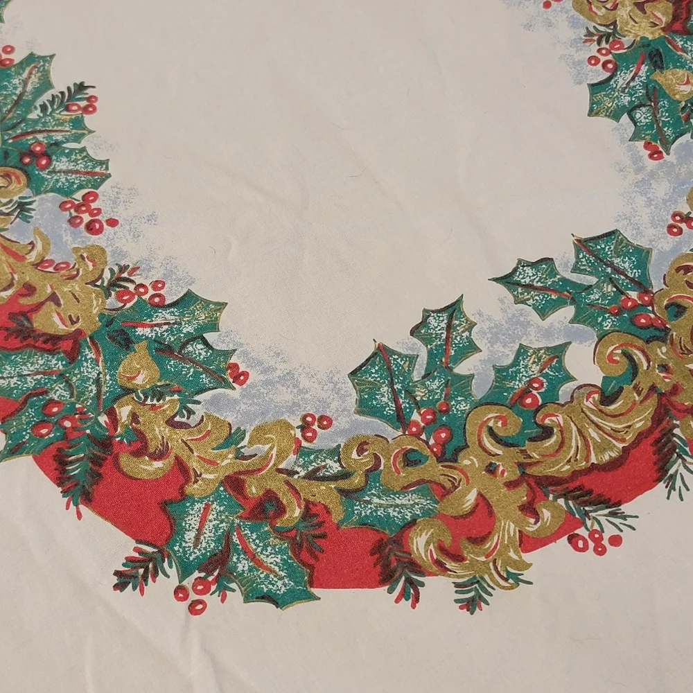 Bardwil Linens Dickens Christmas Fabric Tablecloth 52